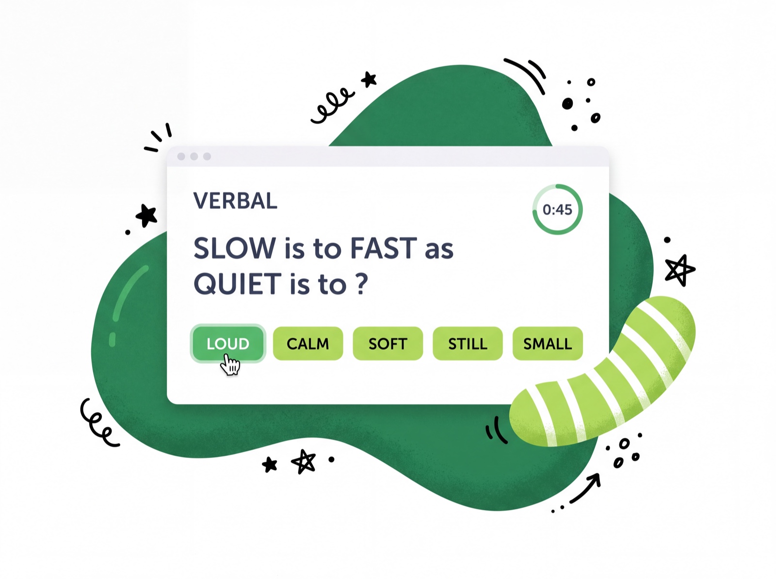 Example verbal analogy question in a CCAT-style interface