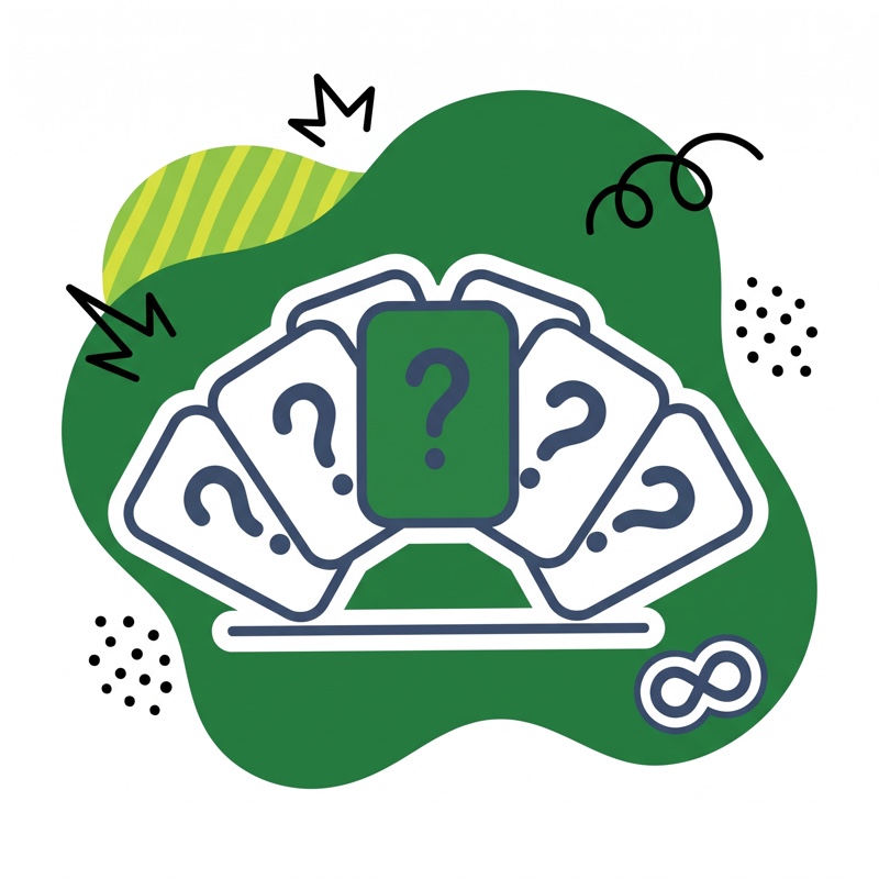 An endless deck of fresh question cards on a green blob